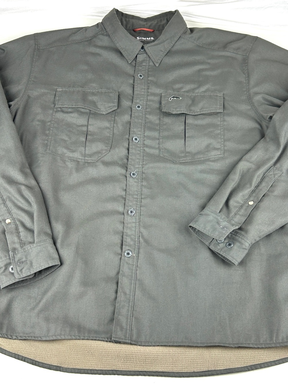 Simms Guide Series Fishing Jacket Mens Fleece Lined Sz 2XL Earthy Gray